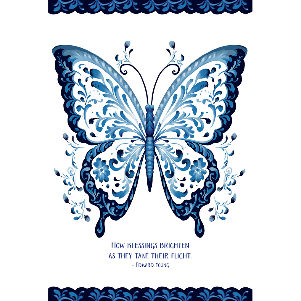 Delft Butterfly birthday card from Cardmore featuring a colorful butterfly design, perfect for everyday greetings.